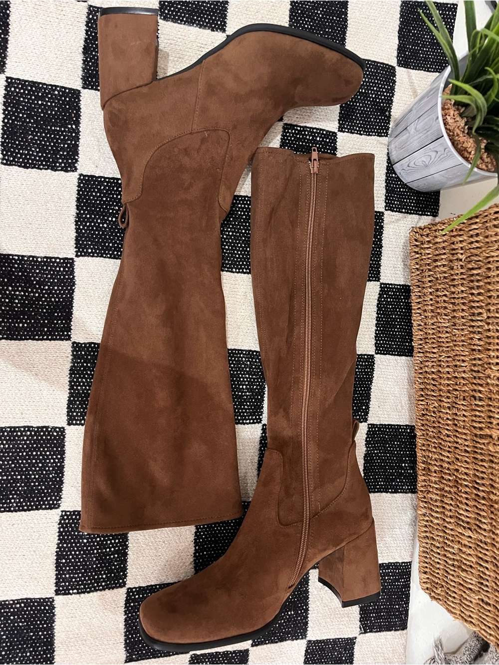 Jeffrey Campbell Brown Suede Over-the-Knee Block Heel Boots